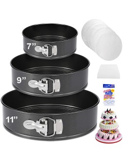 Springform Pan Set of 3 Nonstick Cheesecake Pan Leakproof Cake Pan Set Includes 3 Pieces 7" 9" 11" Springform Pan with Removable Bottom and 60pcs Parchment Paper Liners by Molgree - BEW4W5UN6