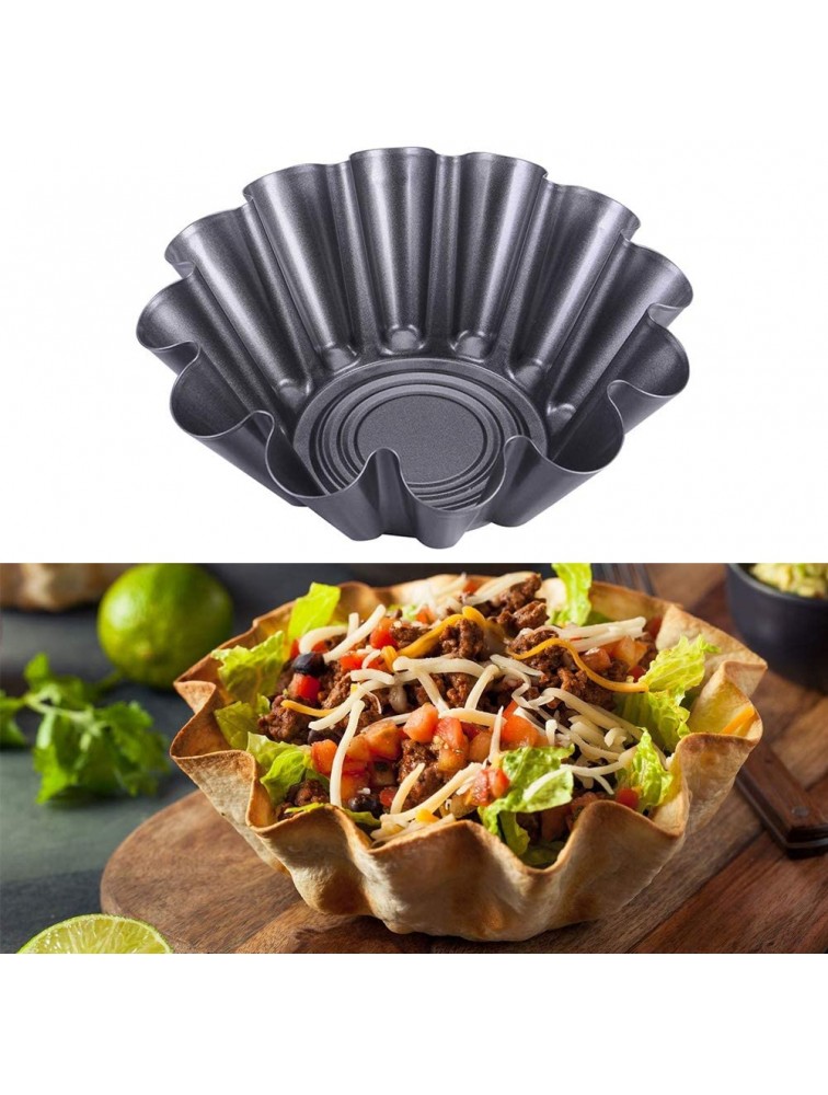 Taco Salad Bowl Makers,Portable Heat Resistant Carbon Steel Flower Baking Mold,Non-Stick Fluted Tortilla Shell Pans,1 2 Pcs Tostada Baking Molds - BQXA9BIHO