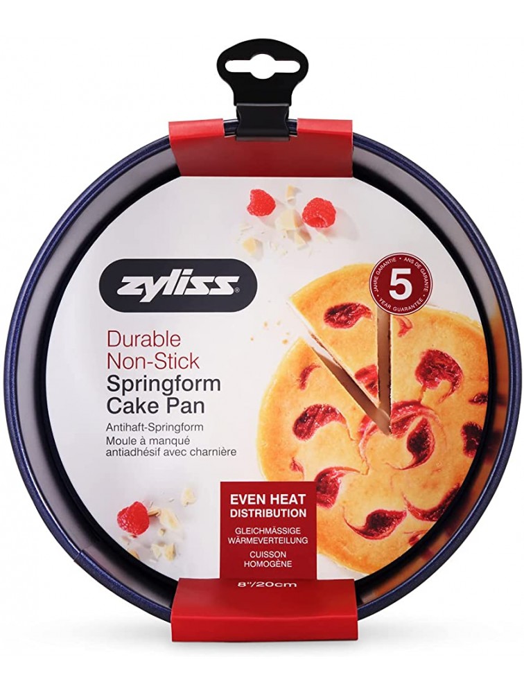 Zyliss E980193 Non-Stick Springform Cake Tin | 20cm 8in | Carbon Steel | Dark Blue | Baking Tin Bakeware Cake Mould | Dishwasher Safe | 5 Year Guarantee - BWGIBB0M0