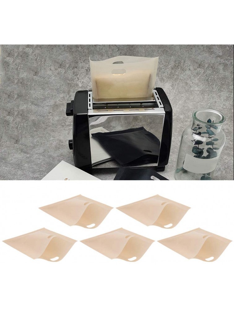 5PCS Reusable Heat Resistant Coated PTFE Toaster Bags Keeps Bread Fresh Non Stick Bread Bags Healthy Sandwiches Pizza Heating Container - BMUW7AIGX