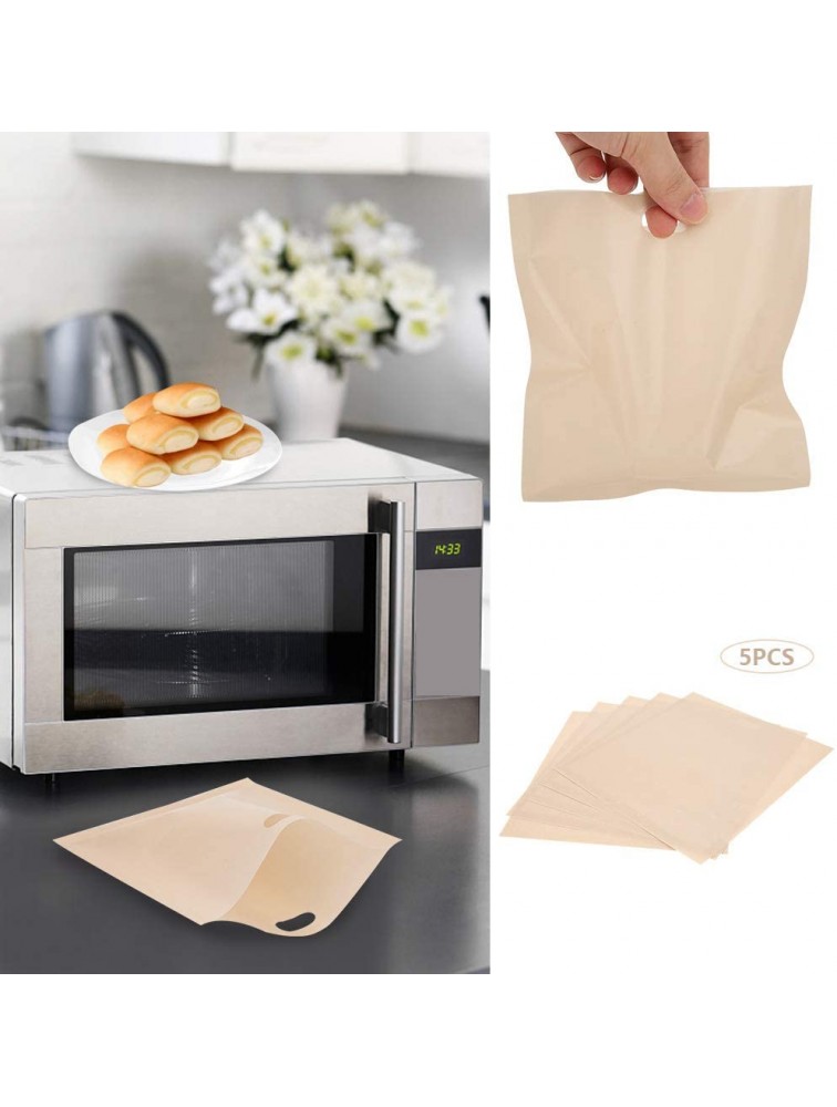 5PCS Reusable Heat Resistant Coated PTFE Toaster Bags Keeps Bread Fresh Non Stick Bread Bags Healthy Sandwiches Pizza Heating Container - BMUW7AIGX