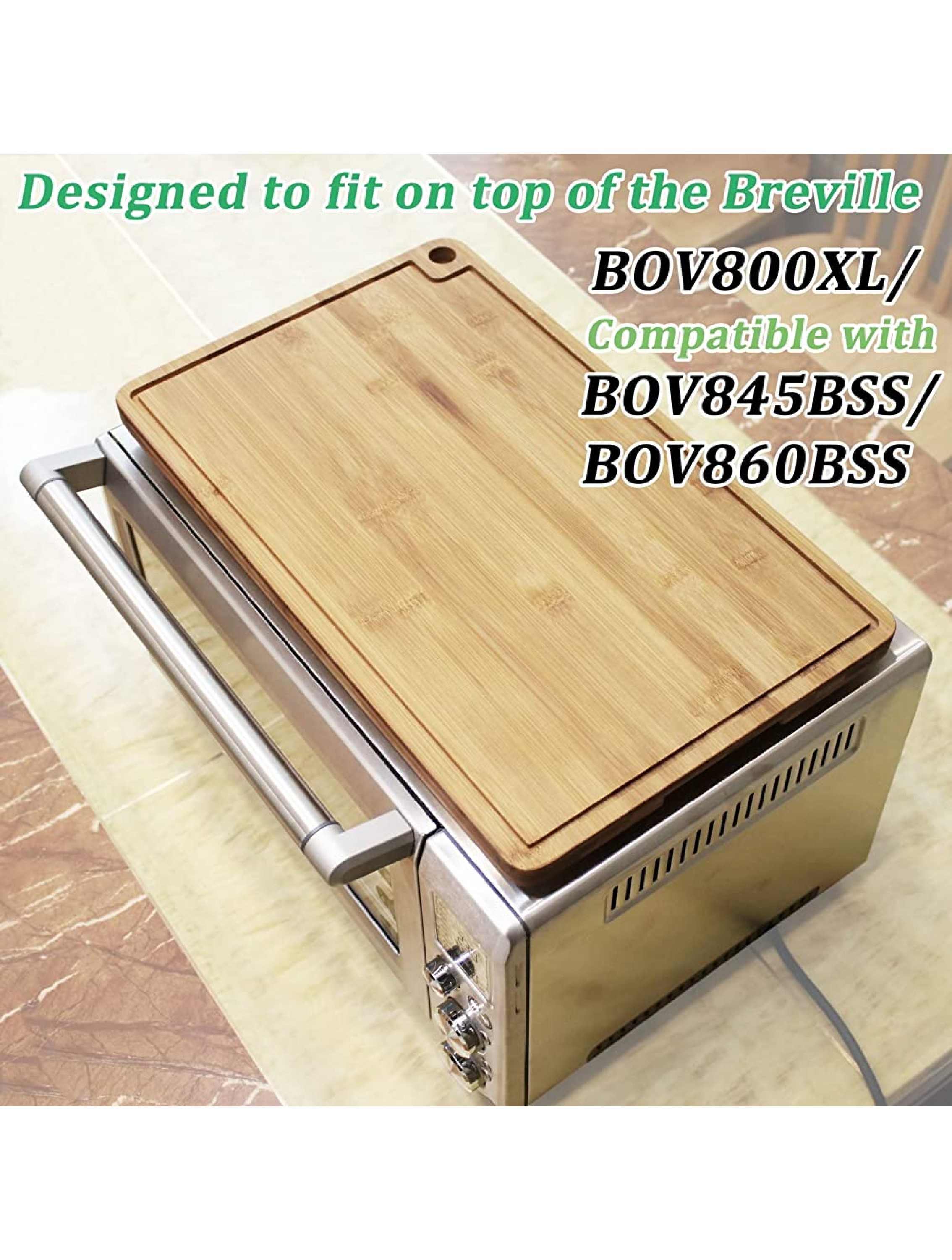 Ansoon Bamboo Wood Cutting Board for Toaster Smart Oven Air Compatible for Breville 860BSS 845BSS BOV800XL With Heat Resistant Silicone Feet Creates Storage Space Protect Cabinets Oven -17.8x10.8 - BPDR5CRNP