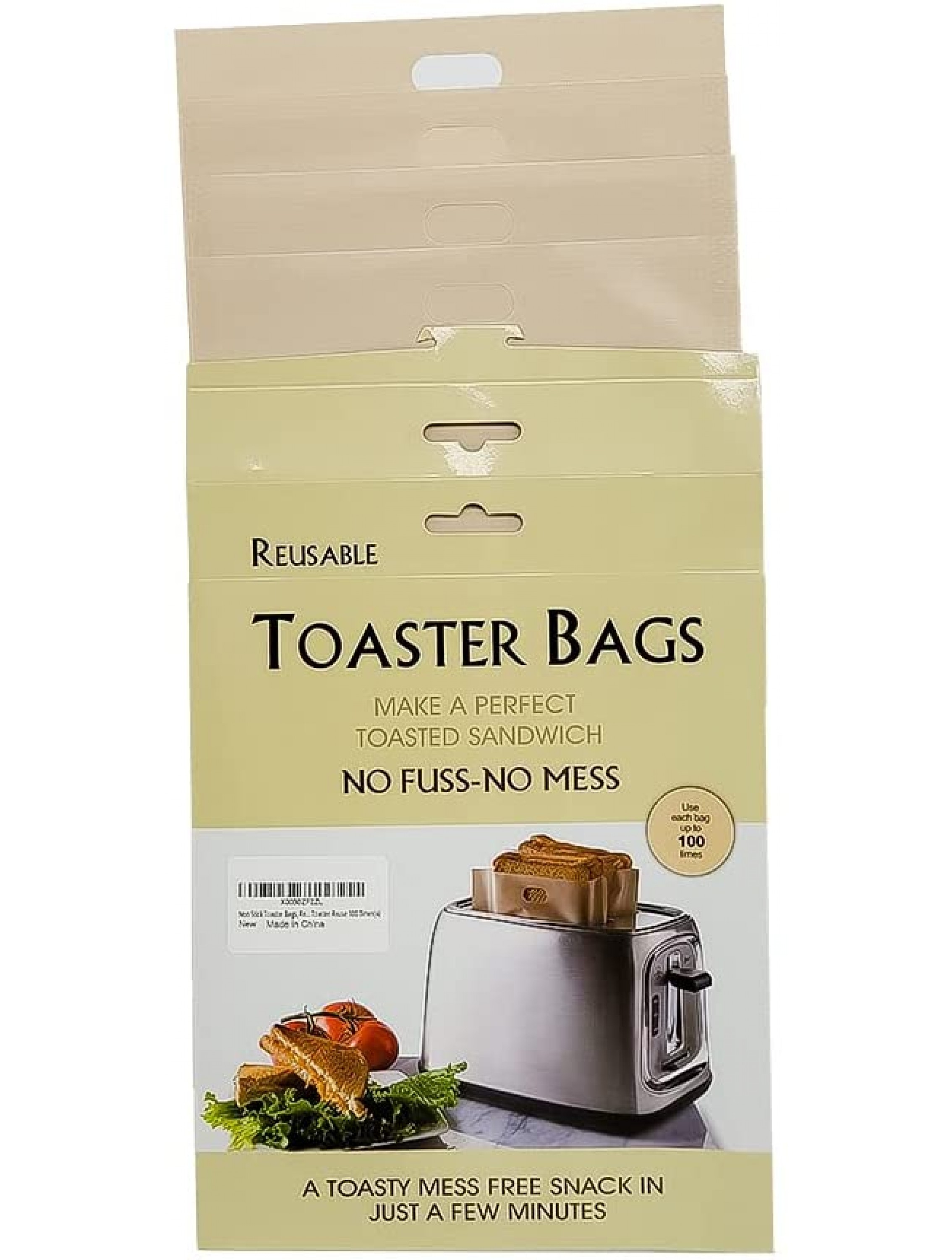 BoKiloh Non Stick Toaster Bags 6.7''x7.5'' 4PCS Easy to Clean Perfect For Sandwiches Hot Dogs Chicken Fish Vegetables Panini & Garlic Toast Suit for Microwave Grill Toaster Reuse 100 Times - B9TJ635JN