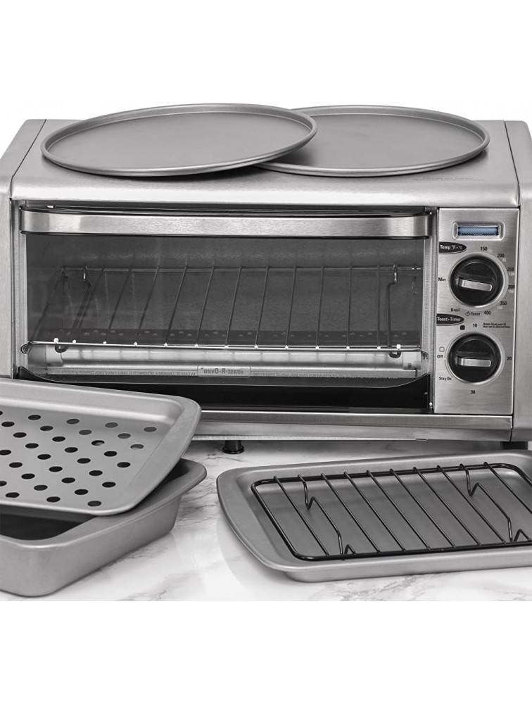 Cuisinart Black AMW-60 3-in-1 Microwave AirFryer Oven & G & S Metal Products Company OvenStuff Personal Size 6-Piece Toaster Oven Set-Non-Stick Baking Pans Silver - B53TSITC3