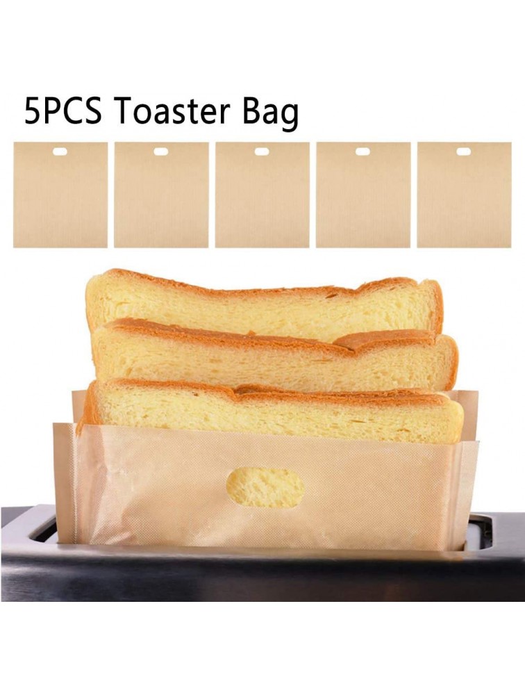 GEZICHTA 5pcs 16x16.5 cm Toaster Bags Reusable for Grilled Cheese Sandwiches Pizza Slices Chicken Vegetables Non-Stick Heat Resistance Easy to CleanBeige free size - BTM80OGX8