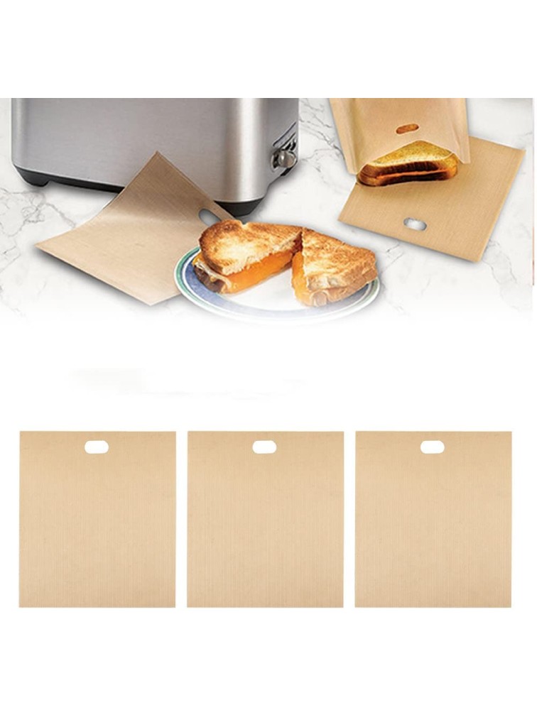 GEZICHTA 5pcs 16x16.5 cm Toaster Bags Reusable for Grilled Cheese Sandwiches Pizza Slices Chicken Vegetables Non-Stick Heat Resistance Easy to CleanBeige free size - BTM80OGX8
