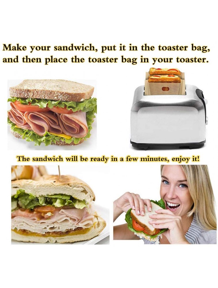 HSIULMY 6 Pack Toaster Bags Reusable 100% BPA Gluten Free of Premium Quality Teflon Toaster Bags for Grilled Cheese Sandwiches Chicken Pizza Pastries Panini - BE4X7LJ2O