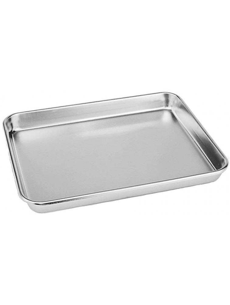 Rykey Stainless Steel Compact Toaster Oven Pan Tray Ovenware Professional Heavy Duty & Healthy Deep Edge Warp Resistant Nonstick Baking Pan 10.4''x8.1''x1'' Silvery - BTTAQIWFO