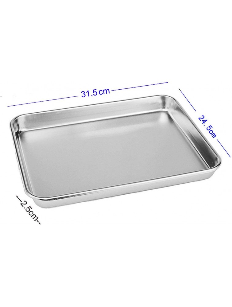 Rykey Stainless Steel Toaster Oven Pan Tray Ovenware Big Size 12.4’’ x 9.65’’ x 0.98’’ Rust Resistant & Healthy Mirror Finish & Deep Edge Easy Clean & Dishwasher Safe - BE59BLKZX