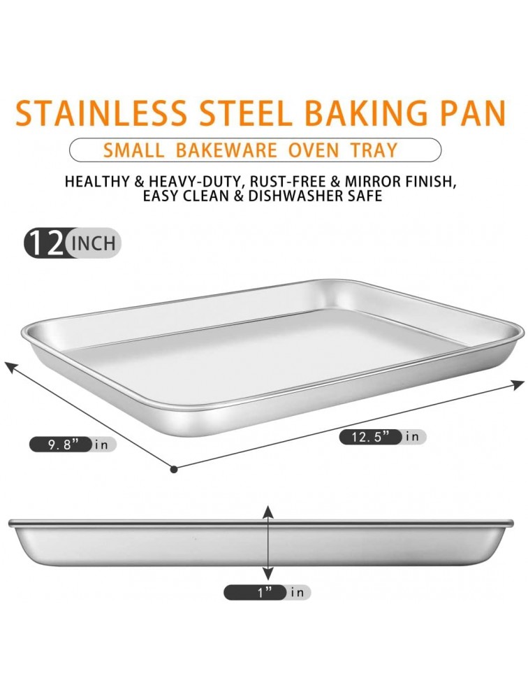 Stainless Steel Baking Sheet for Toaster Oven Baking Pan Size 12.5 x 9.8 x 1 inch Rust Free & Deep Edge Thick & Sturdy Easy Clean & Dishwasher Safe by KnmyLife - BF1TYVYGG