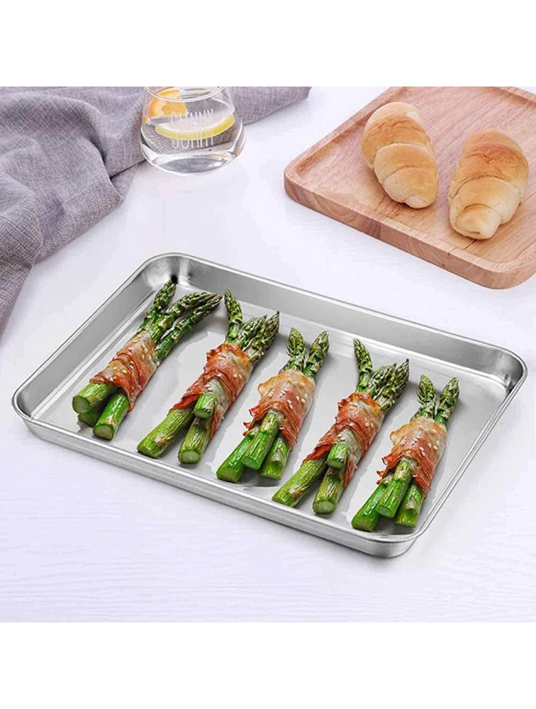 TeamFar Pure Stainless Steel Toaster Oven Pan Tray Ovenware 7''x9''x1'' Heavy Duty & Healthy Mirror Finish & Easy clean Deep Edge Dishwasher Safe 18 0 Steel - BZ5V00YRM