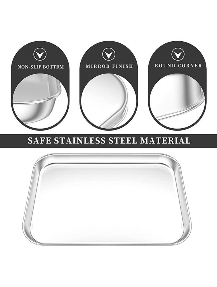 WKTFOBM Toaster Oven Tray Pan Stainless Steel Small Oven Tray Rectangle 10''x8''x1'' Mirror Finish & Dishwasher Safe，Fit Small Toaster Oven,Rust Free & Heavy Duty Easy Clean & Dishwasher Safe - B99JP9KYF