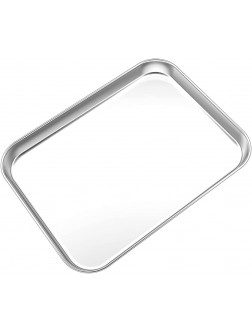 WKTFOBM Toaster Oven Tray Pan Stainless Steel Small Oven Tray Rectangle 10''x8''x1'' Mirror Finish & Dishwasher Safe，Fit Small Toaster Oven,Rust Free & Heavy Duty Easy Clean & Dishwasher Safe - B99JP9KYF