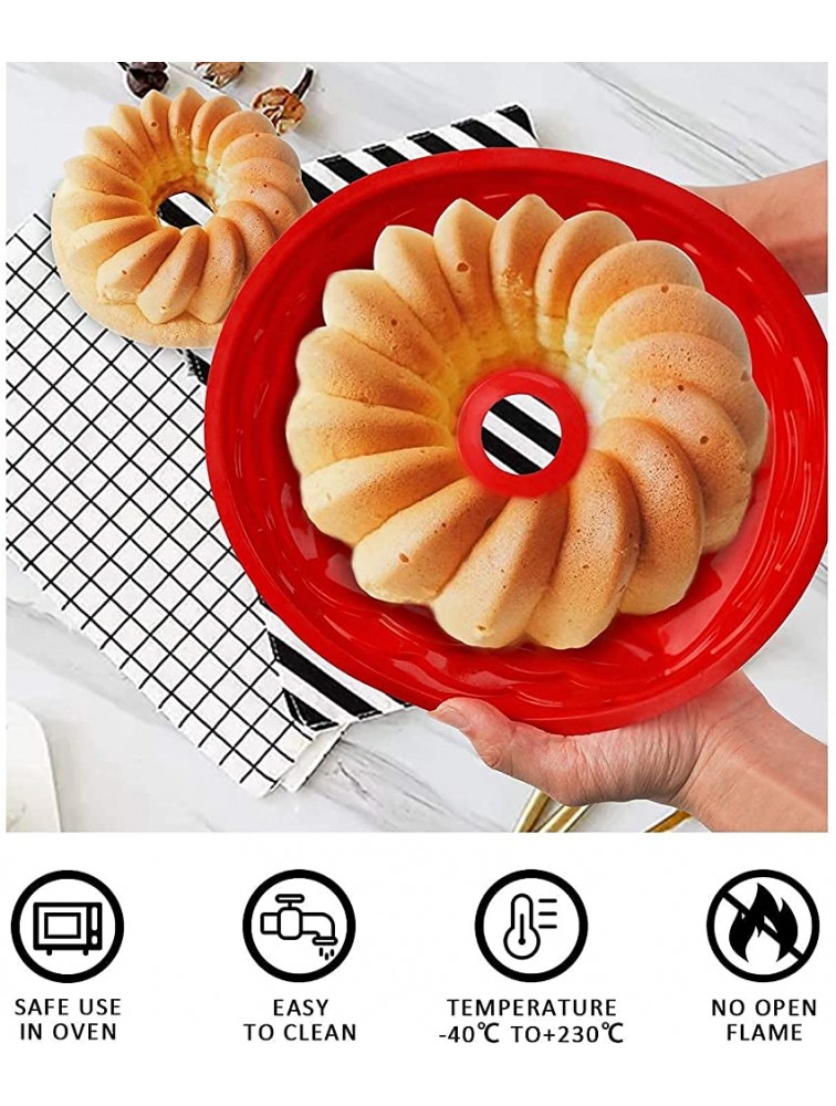 2 Pack Silicone Round Bread Fluted Cake Pan,Non-stick 9 Inch Fluted Tube Cake Baking Kitchen Pan,Fluted Round Bread Pan for Jello,Gelatin,Chiffon Cake,Pound Cake - BU4TJ2L3Q