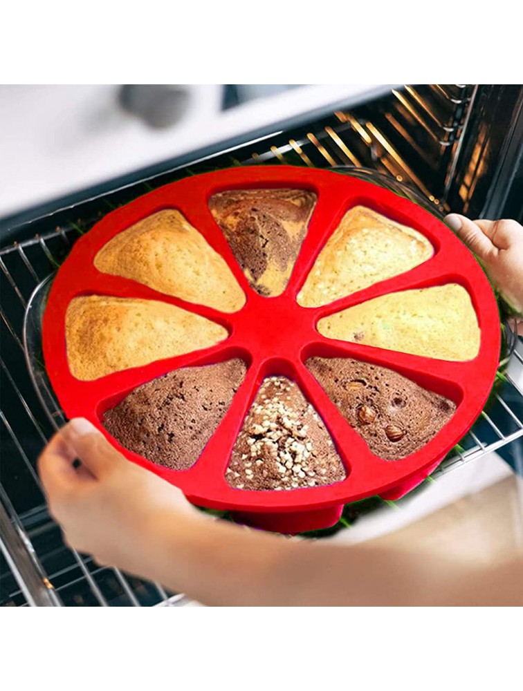 2 Pcs Silicone Cake Scone Pan,Triangle 8 Cavity Pizza Cake Pan,Internal Diameter 4 inch Cake Pan for Brownies Muffins,Cheesecake,Cornbread Kitchen Baking Shapes Deep Red - BU7Y32O0N