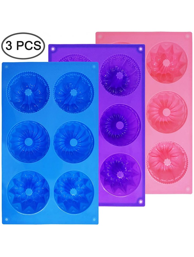 3 PCS Silicone Cake Moulds FineGood Doughnut Maker Silicone Baking Tray Cupcake Muffin Molds Mini Cake Pan - BV8FYKH7Z