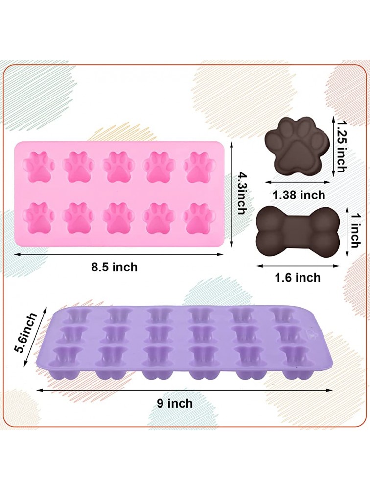 3 Pieces Dog Birthday Cake Mold 10 x 2 Inch Pink Silicone Bone Cake Pan with Cute Dog Paw and Bone Non-stick Molds for Baking Candy Chocolate Cookie Jello Gummy - BCVFFYTIT