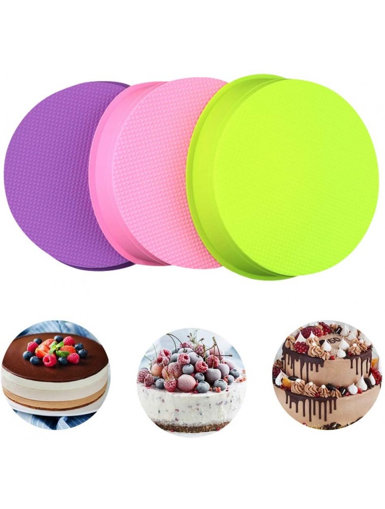 3Pcs Silicone Cake Molds 10 Inch Round Cake Tins Non Stick Baking Molds Bakeware Tray for Chocolate Cookies Breads Pie Pizza Pan - BUE2KD2YA
