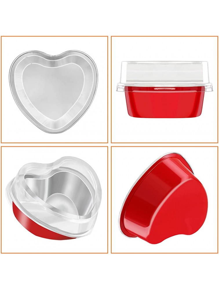 40 Sets Aluminum Foil Heart Shaped Mini Cake Pan for Valentine's Day Cupcake Baking 100 ml 3.4 Oz Classic Disposable Red Pink Heart Baking Cup with Clear Lids for Mother's Day Wedding Birthday - B45Y2PB73