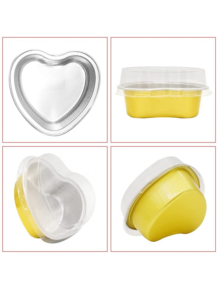 50Pcs Heart Shaped Cake Pans，3.4 Ounces 100ML Mini Cake Pans With lids，Aluminum Foil Mini Disposable Heart Cupcake Pans For Valentine's Mother's Father's Day Birthday Party GrillGOLD - BALLVPUHV