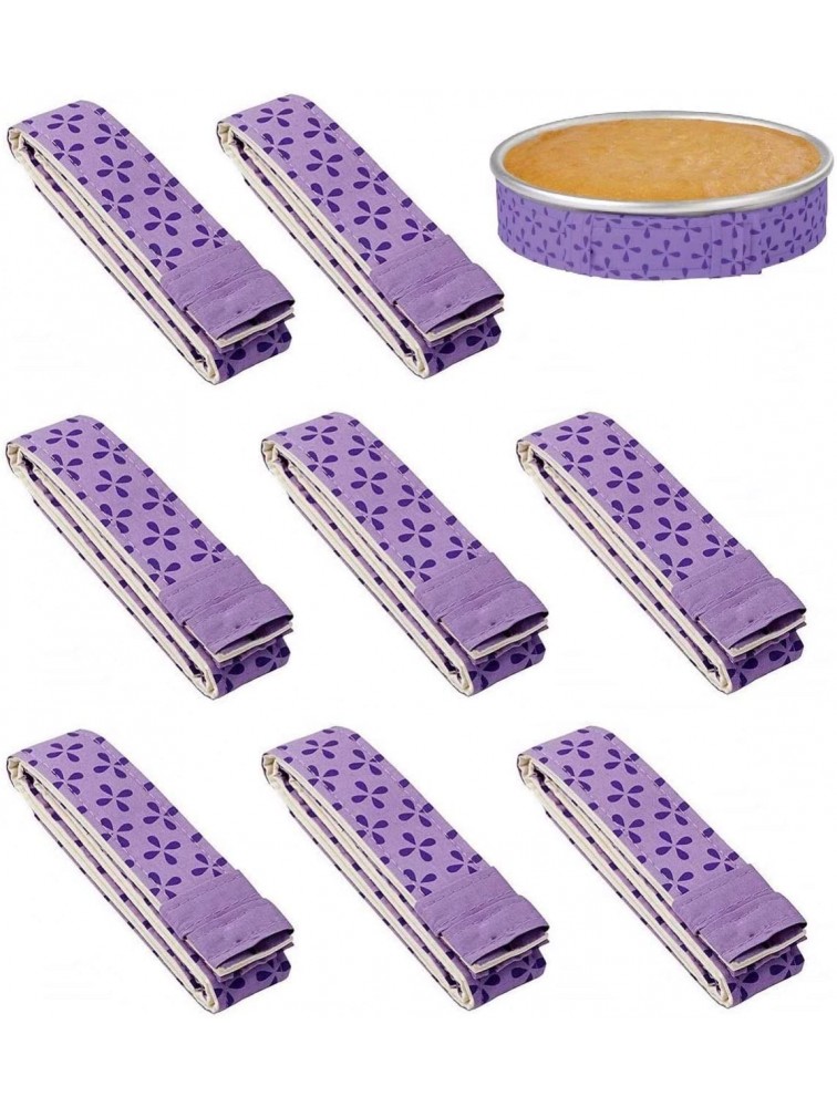 8-Piece Bake Even Strip Cake Pan Strips Cake Pan Dampen Strips Cake Pan Strips Super Absorbent Thick Cotton Keeps Cakes More Level and Prevents Crowning with Cleaner Edges for a Professional Look - BYTGMG6OH