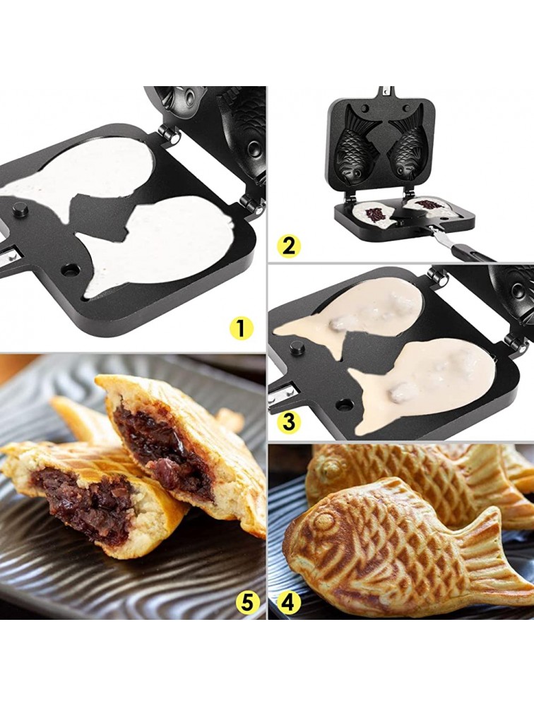 Artilife Taiyaki Fish-Shaped Cake Maker Waffle Pan Double Pan Mold for Home DIY Cooking Party Dessert - BTQ5XZX69
