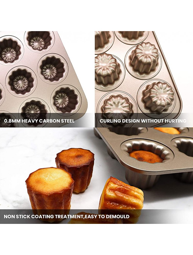 Canele Molds French Cake Pan Nonstick 12-Cavity Cannele Mold Muffin Baking Pans for Oven - BR4T7TWS6