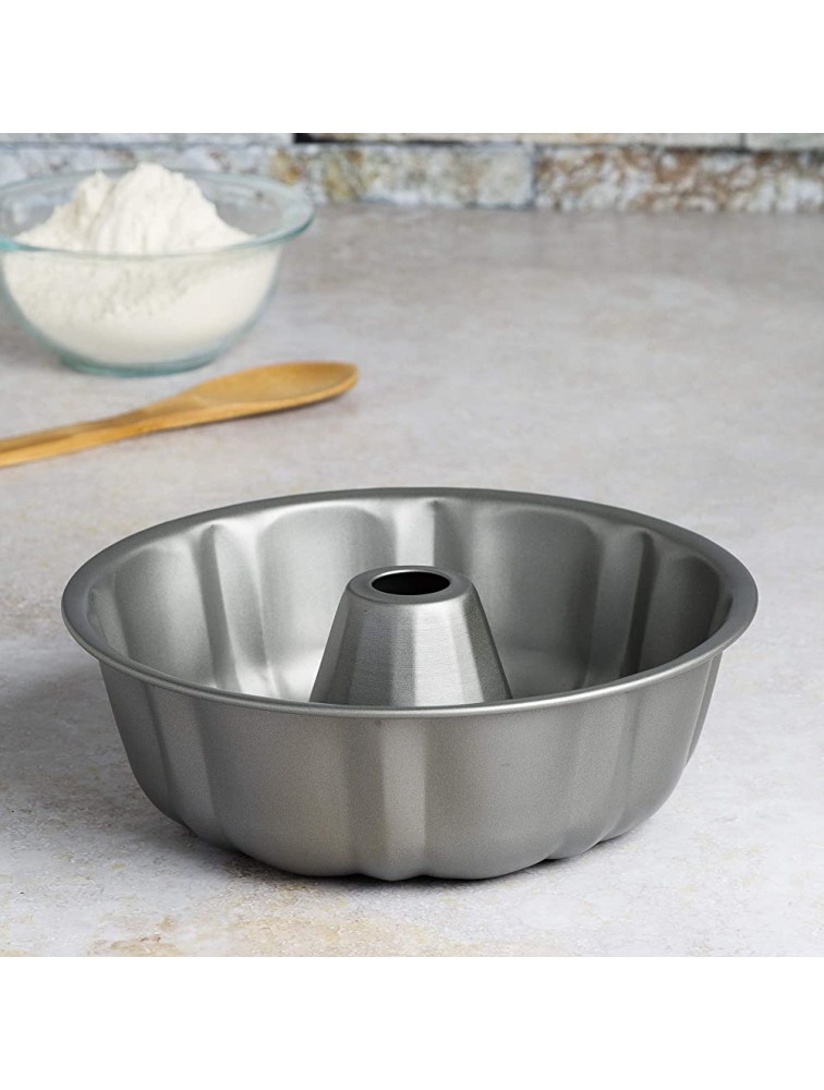 Cooking Light Fluted Tube Bundt Cake Pan Carbon Steel Quick Release Coating Non-Stick Bakeware Heavy Duty Performance 9 Gray - B3UPWB8X6