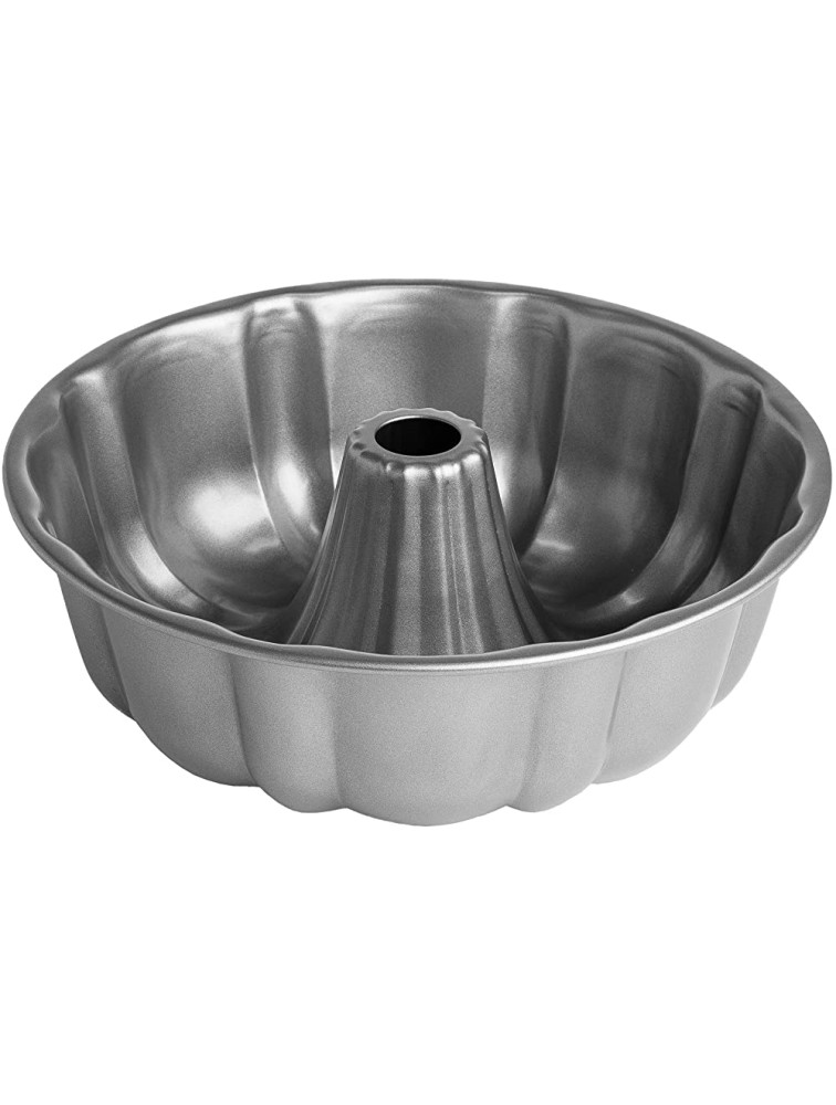 Cooking Light Fluted Tube Bundt Cake Pan Carbon Steel Quick Release Coating Non-Stick Bakeware Heavy Duty Performance 9" Gray - B3UPWB8X6