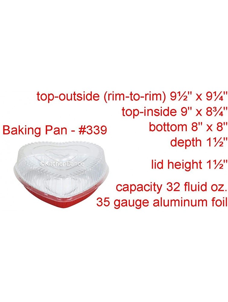 Disposable Red Aluminum Heart Shaped Cake Pan 8 Size w Lid options 10 WITH SNAP ON DOME LID - BVKQG6KL6