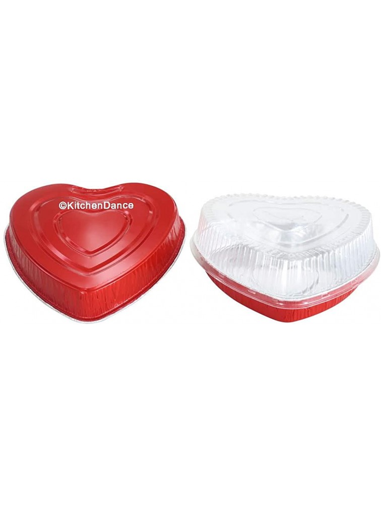 Disposable Red Aluminum Heart Shaped Cake Pan 8 Size w Lid options 10 WITH SNAP ON DOME LID - BVKQG6KL6
