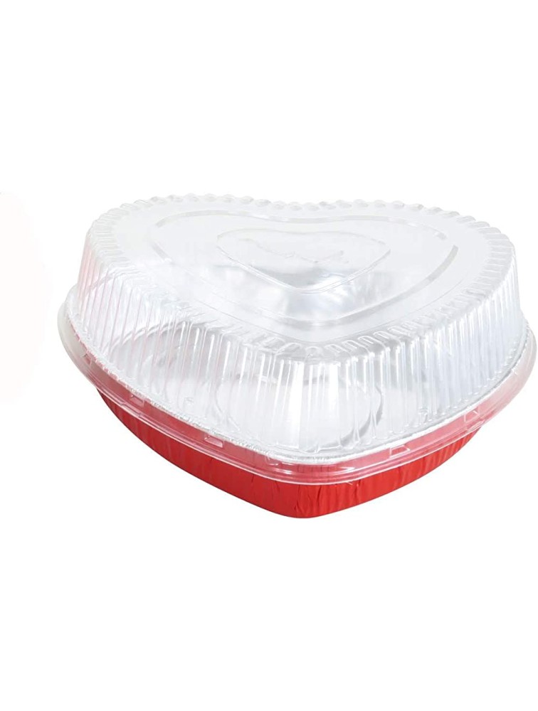 Disposable Red Aluminum Heart Shaped Cake Pan 8" Size w Lid options 10 WITH SNAP ON DOME LID - BVKQG6KL6