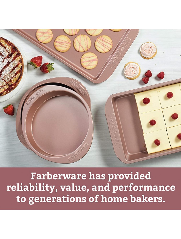 Farberware Baking Nonstick Cake Pan Rectangle 9 Inch x 13 Inch Red Rose Gold - BXO7VBM7I