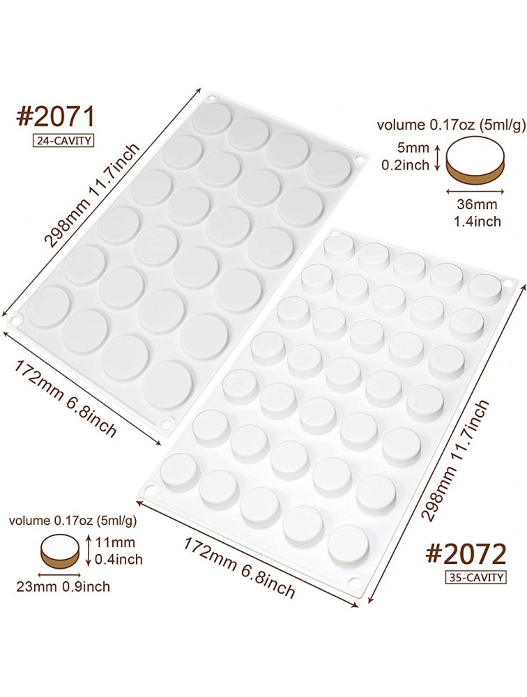 Flat Round Disc Silicone Mold Baking Tray 2 Sizes for Mini Tart Cookie Dessert Chocolate Caramel Candy Epoxy UV Resin Jewelry Soap - B6GZT014Q