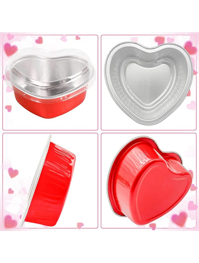 Heart Shaped Cake Pans Valentine Aluminum Mini Cake Pans with Lids for Baking 30 Packs 3.4 Ounces Disposable Cupcake Cup Pan Baking Pans for Valentine Mother's Day Wedding Birthday Baking Supplies - BPICACGX0