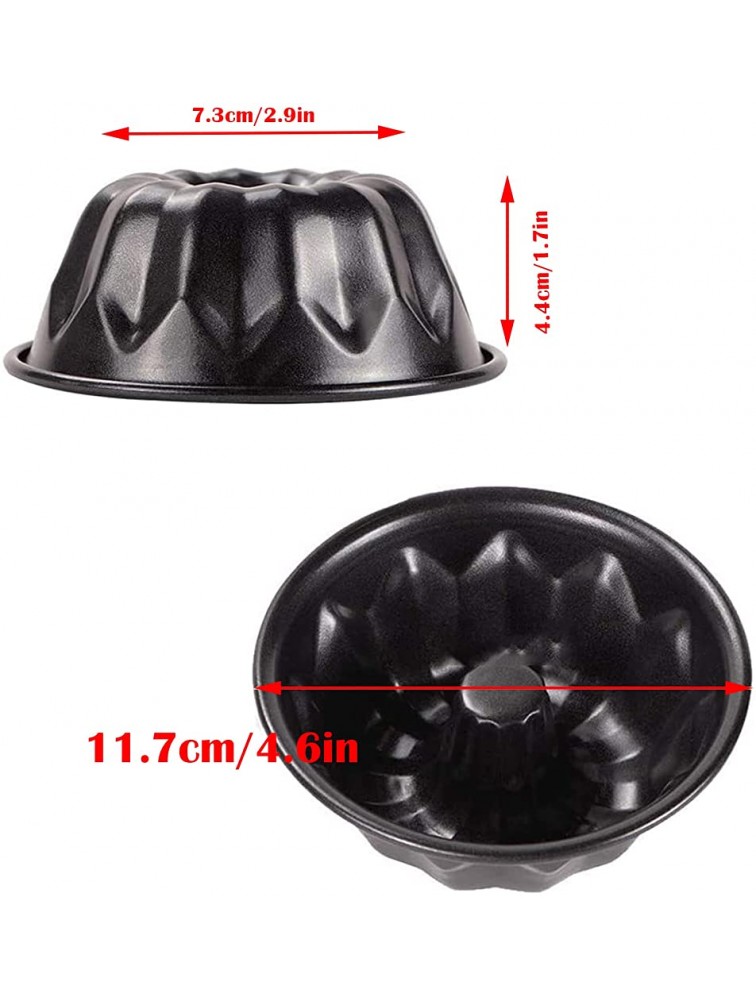 MGGi 4 Pack Mini Fluted Tube Bundt Cake Pan 4 Inch Nonstick Fluted Tube Cake Pans Black Carbon Steel Mini Oven Baking Mold Mould for Cupcake Muffin Brownie Pudding Bavarois Jello Flan - BNTB2XJTY