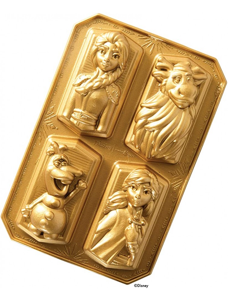 Nordic Ware 94378 Disney Frozen 2 Cast Character Cakelet Pan 3 4-Cup Cavities Gold - BW3NK2IJH