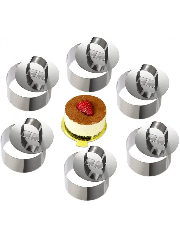 ONEDONE Cake Ring Molds Stainless Steel Ring Molds for Cooking Pastry Rings Cake Mousse Mold with Pusher,3.15in Diameter Set of 6 - BRT7FCX83