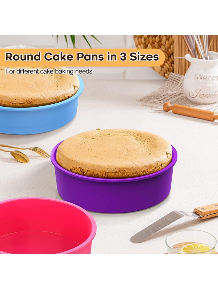 Rafow Round Silicone Baking Cake Pan: Nonstick 6 8 9 inch Multi Tier Circular Bake Cake Mold Set for Cheesecake Smash Layer Cake Silicon Tins - B0TKCC002