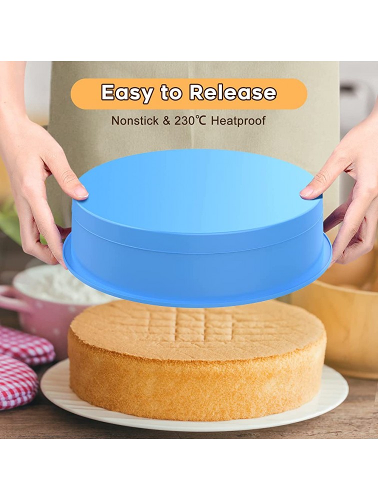 Rafow Round Silicone Baking Cake Pan: Nonstick 6 8 9 inch Multi Tier Circular Bake Cake Mold Set for Cheesecake Smash Layer Cake Silicon Tins - B0TKCC002