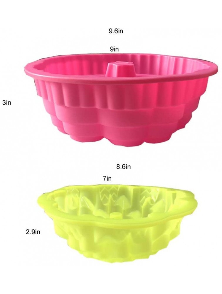 Silicone Fluted Cake Pan Nonstick Bakeware Mold,Sunflower Birthday Party Cake Baking Molds 7.5in+9 inch Heart Shape Castle Nonstick Cake Pan Flexible Tube Pan 2PackRed Yellow - BUNLNXTFP