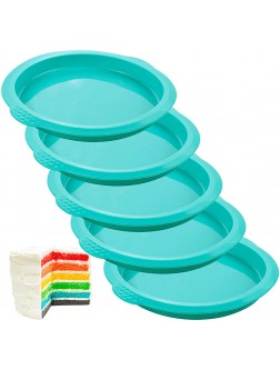 Webake Layer Cake Pans Set 6 Inch Round Rainbow Cake Baking Pans Silicone Cake Mold for Jumbo Whoopie Pie Cake Vegetable Pancakes Taco Shells Pizza Crust Omelet Frittata and Resin Craft Set of 5 - B6QF9IICE