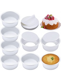 4 Inch Aluminum Anodized Round Cake Pan Set Of 8 with 100 PCS Parchment Paper Nonstick Baking Cake Pans with Removable Bottom Quick Release Cake Pans for Mini Cheesecakes Pizzas and Quiches - B23DT3X0G