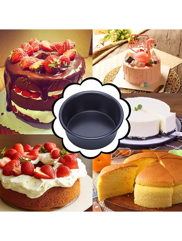 4 Inch Cake Pan Set of 5 Nonstick Round Cake Pans with 100 Pieces Parchment Paper Baking Pan for Mini Cake Pizza Cheesecake Non Toxic & Leakproof Aluminum Material Food Grade Non Stick Coating - BMG8WCWU4