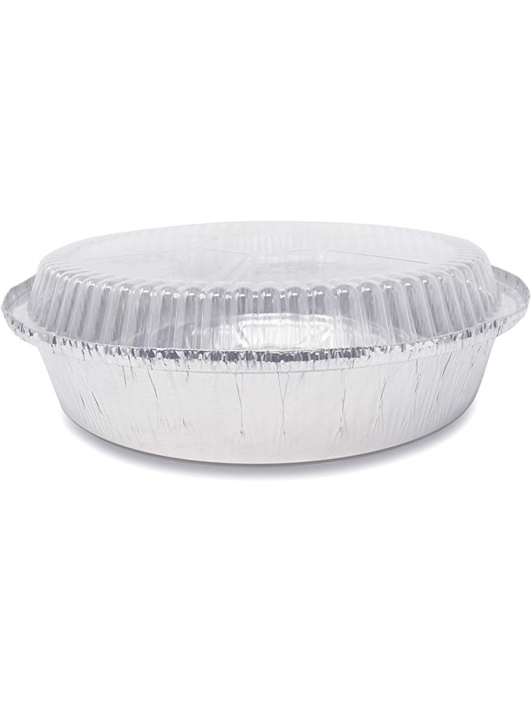 45 Pack Premium 9-Inch Round Foil Pans with Plastic Dome LIDS l Heavy Duty l Disposable Aluminum Tin for Roasting Baking Cake or Cooking - BNHWJA2FM