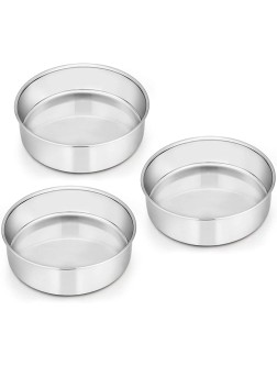 6 Inch Cake Pan Set of 3 E-Far Stainless Steel Round Smash Cake Baking Pans Tins Non-Toxic & Healthy Mirror Finish & Dishwasher Safe - BYWXPTJW9