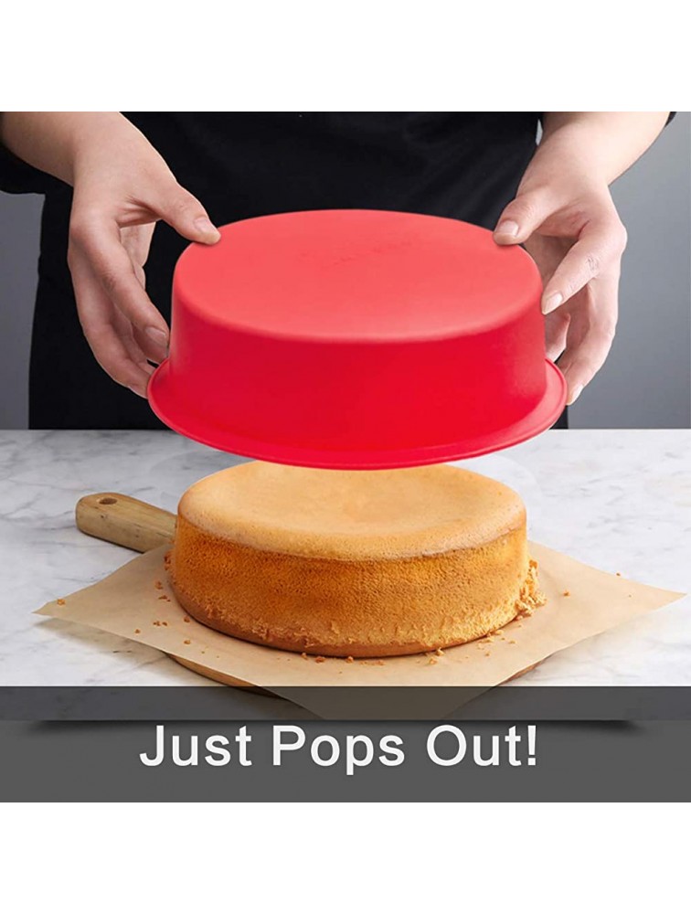 8 inch Round Cake Pans Set of 3 SILIVO Silicone Molds for Baking Nonstick & Quick Release Baking Pans for Layer Cake Cheese Cake and Chocolate Cake 8 inch Cake Pan - BJ2DIK17G