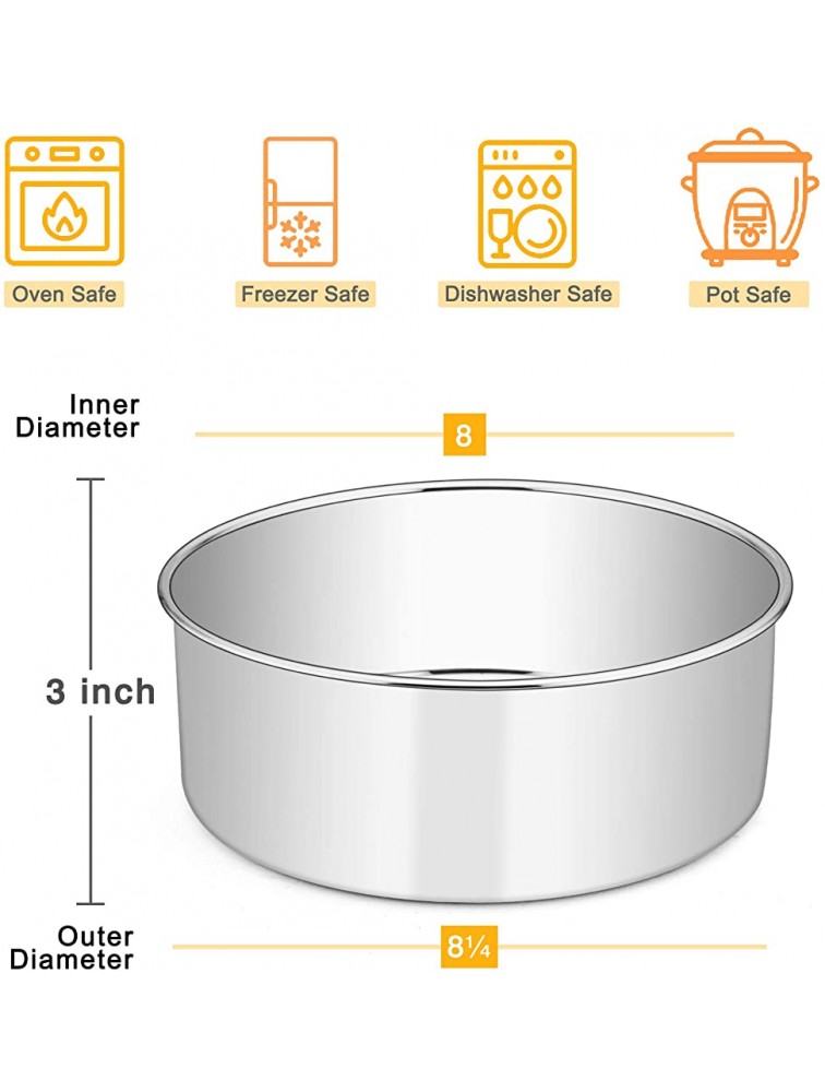 8 x 3 Inch Round Cake Pans E-far Stainless Steel Deep Cake Baking Pan for Layer Cake Chiffon Cheesecake Healthy Metal Cake Tin for Birthday Wedding Party Straight Side & Dishwasher Safe Set of 2 - BBKHB5CFX