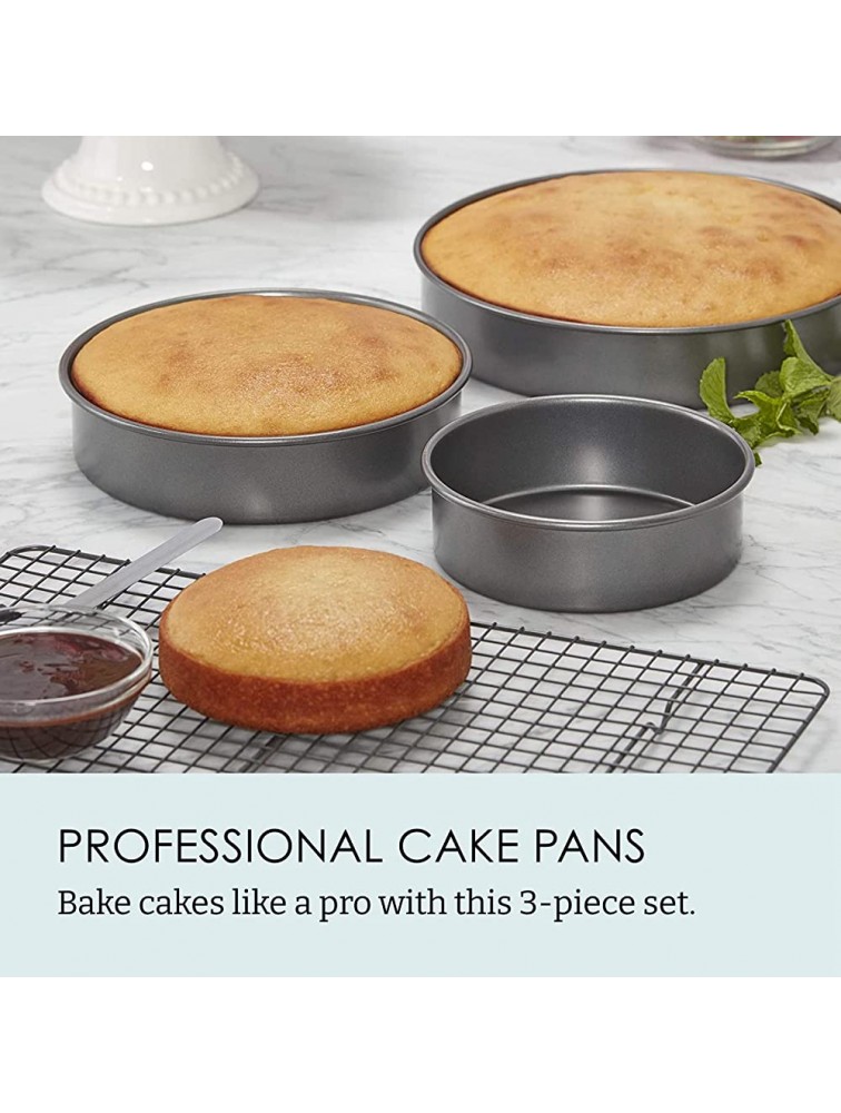 Chicago Metallic Professional Non-Stick 3-Piece Round Cake Pan Bakeware Set Gray - B4Q4AU6N6