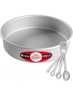 Fat Daddios Round Cake Pan | 8 x 2 Inch | Anodized Aluminum | with a Lumintrail Spoon Set - B7CLEIF2A